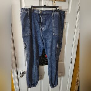 Men's Blue Denim Cargo Pants